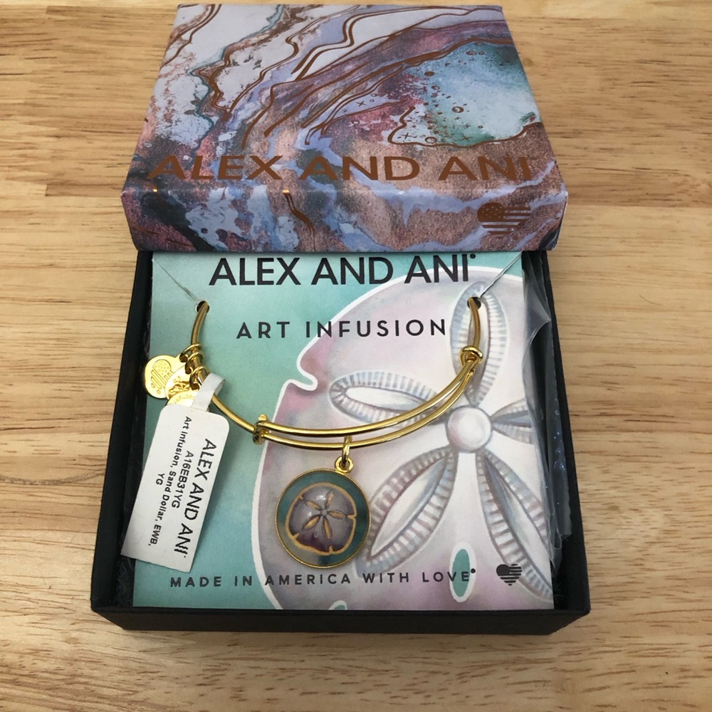 Alex and Ani Sand Dollar Art Infusion Gold Bangle Bracelet